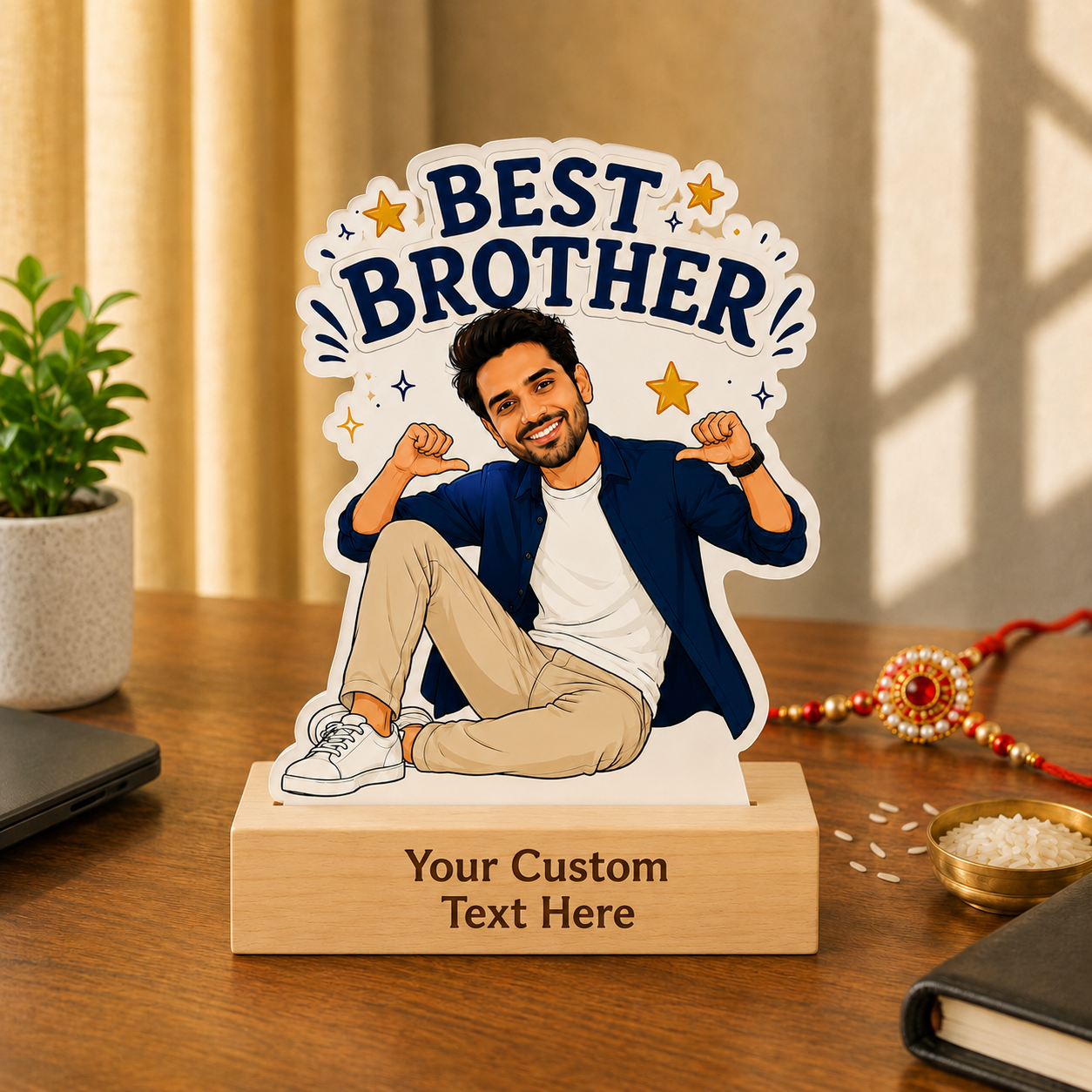 Personalized Best Brother Caricature With Stand