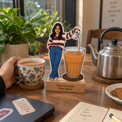 Personalized Chai Lover Caricature With Stand