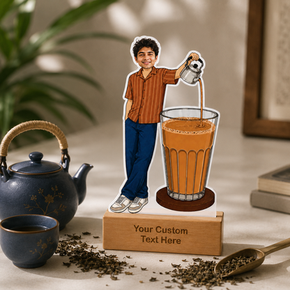 Personalized Chai Lover Caricature With Stand