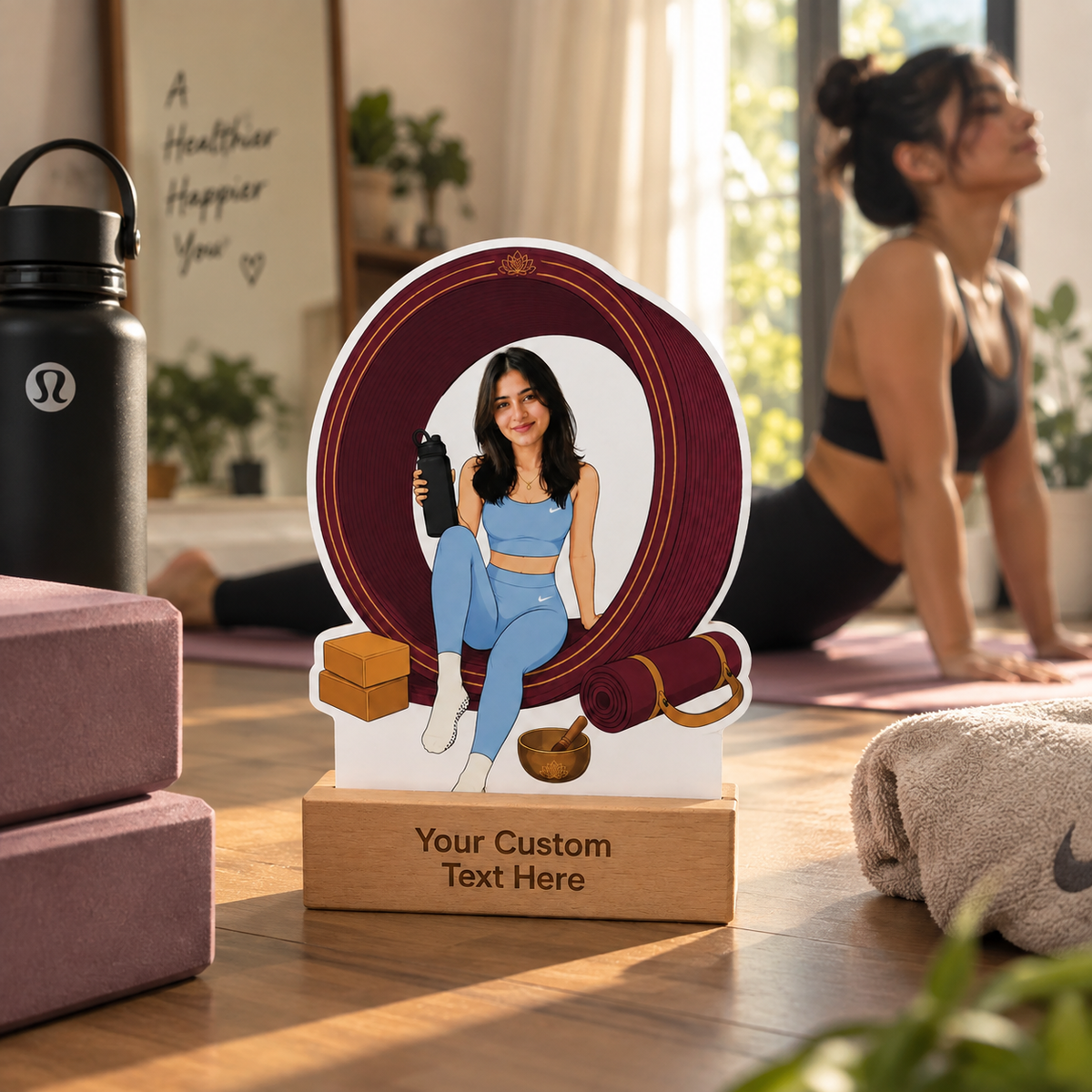 Personalized Yoga Caricature With Stand