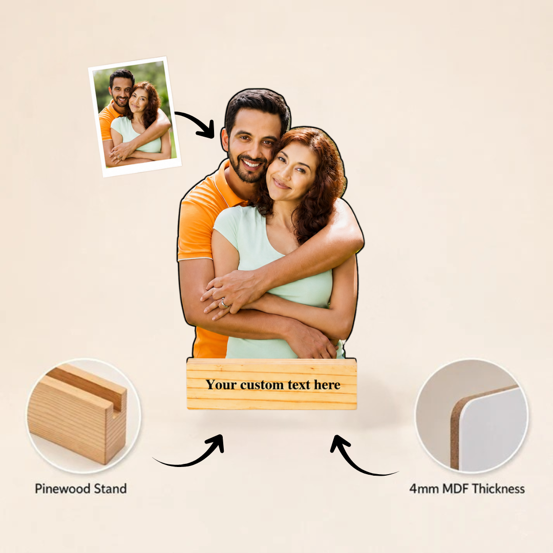 Personalized Couple Photo MDF Standee – Half Torso
