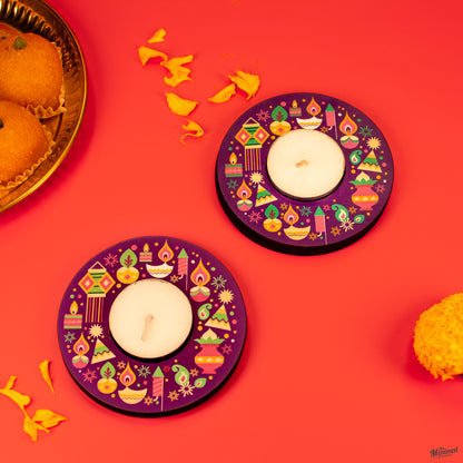 Diya Holder - Festive Theme (Pack of 2)