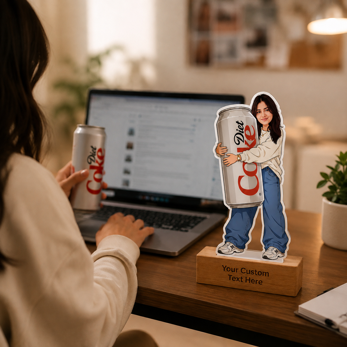 Personalized Coke Lover Caricature With Stand
