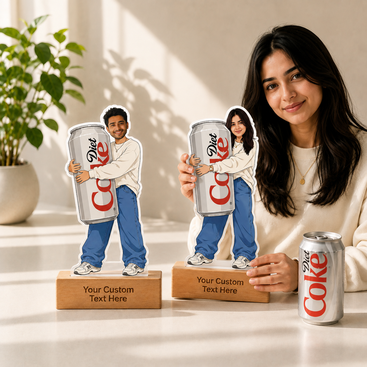 Personalized Coke Lover Caricature With Stand