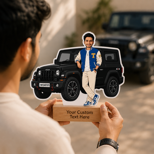 Personalized Car Lover Caricature With Stand