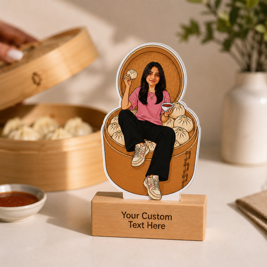 Personalized Momos Lover Caricature With Stand