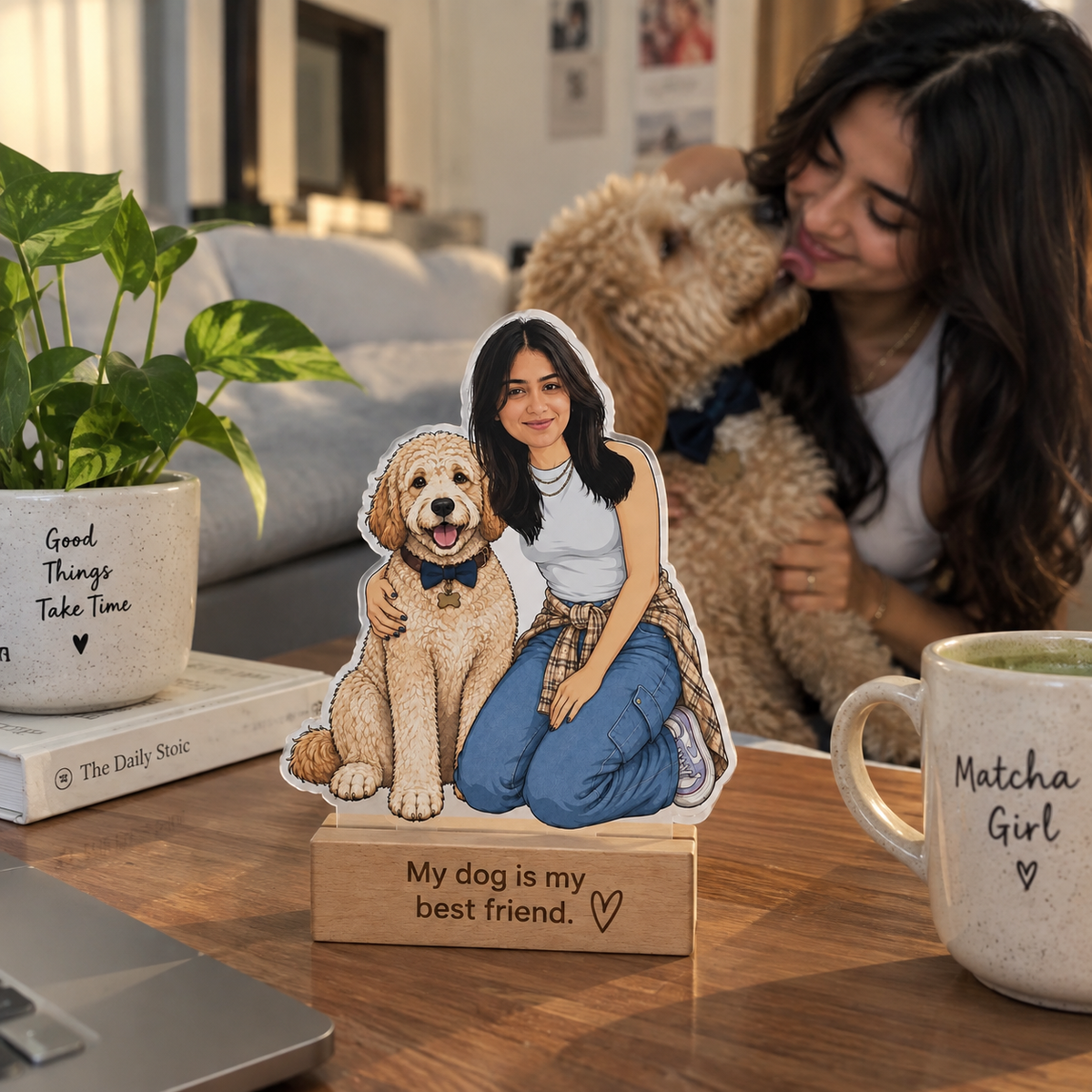 Personalized Pet Lover Caricature With Stand