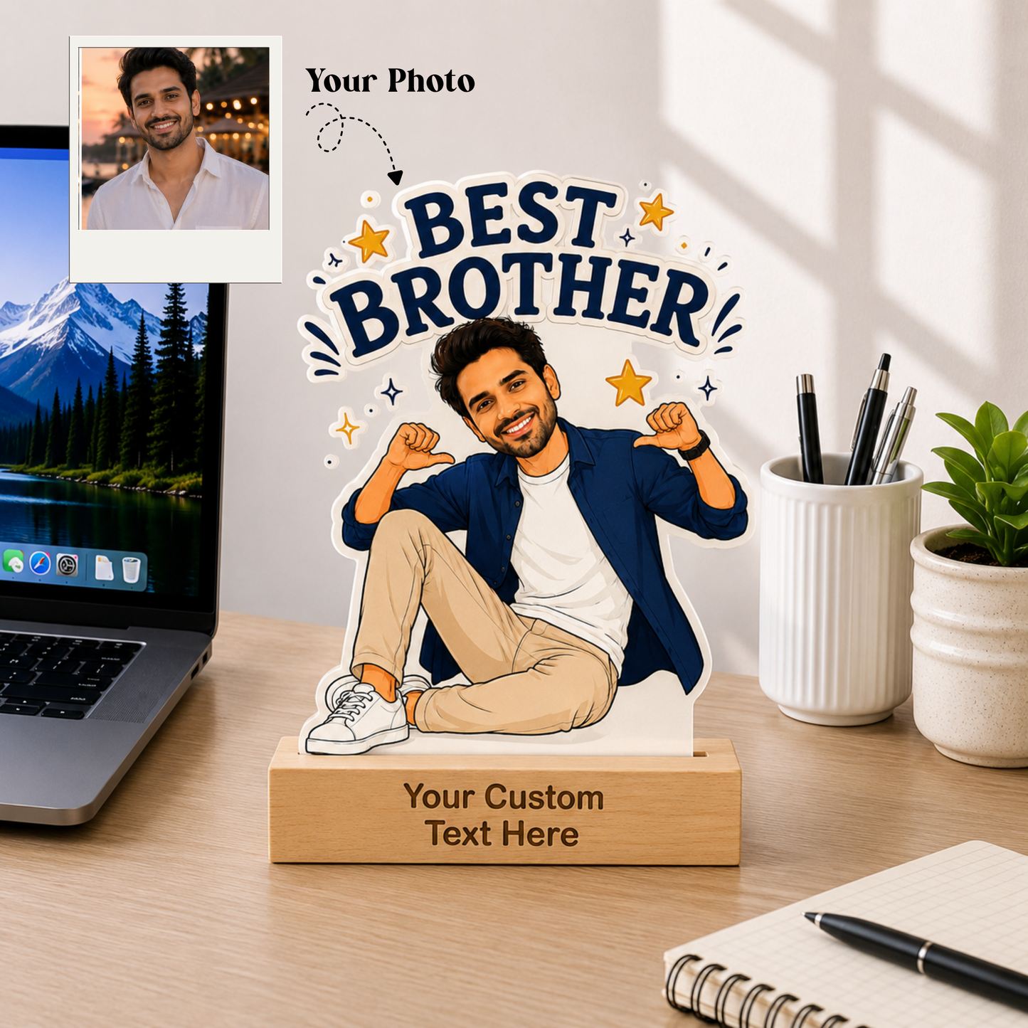 Personalized Best Brother Caricature With Stand