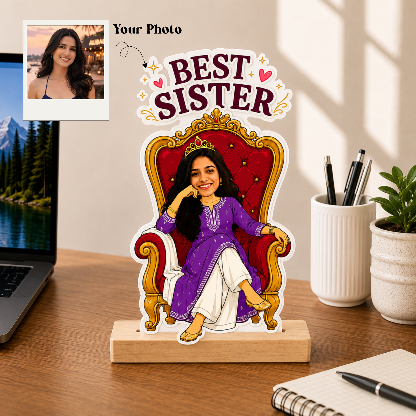 Personalized Best Sister Caricature With Stand