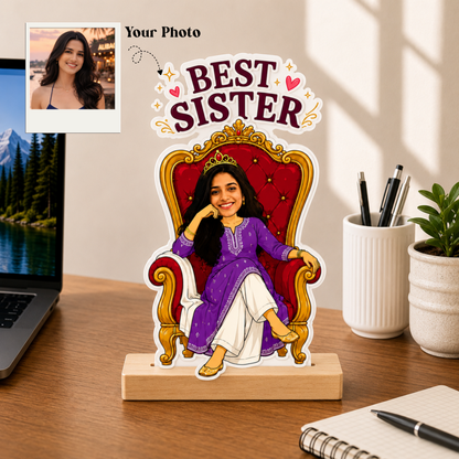 Personalized Best Sister Caricature With Stand