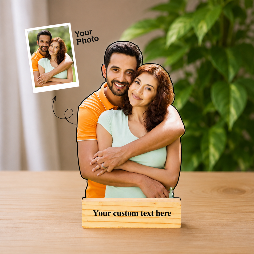 Personalized Couple Photo MDF Standee – Half Torso