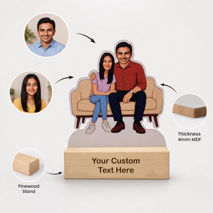 Daughter and Father Caricature with Stand