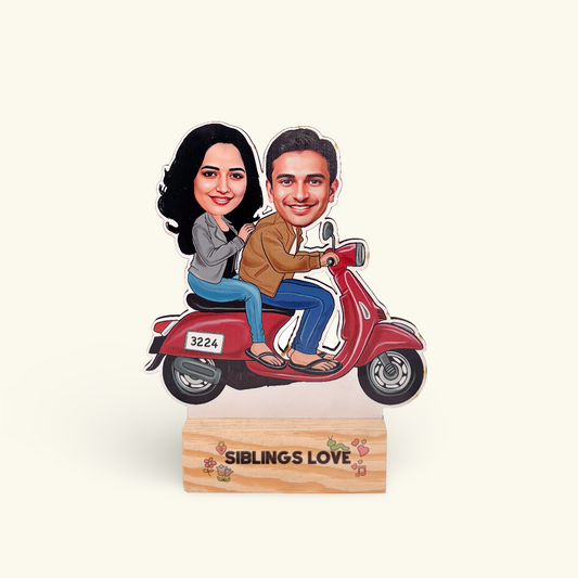 Caricature - Sibling Scooty Ride
